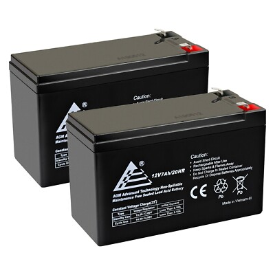PACK OF 2 12 VOLT 7 AH BATTERY FOR MIGHTY MULE NP7-12 12V 7.0Ah
