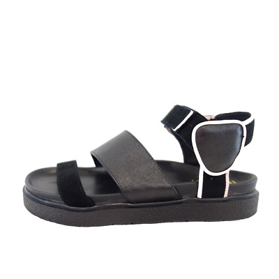 Sandalen Inuikii Schwarz 39 Damen Schuhe Leder Klettverschluss Fußbett Np179 Neu