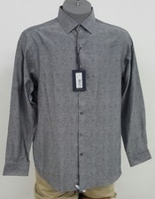 Hart Schaffner Marx Grey 100 Cotton Button Up L/S Men's Shirt L NWT 98.50
