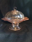 Vintage Indiana Glass Madrid Pink Depression Candy / Nut Dish with Lid