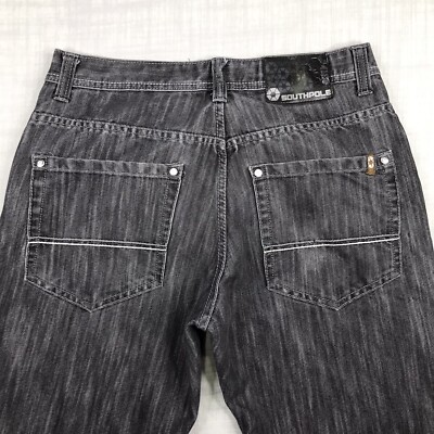 Southpole Mens 34x33 4180 Jeans *READ* Black/Grey Baggy Mall Goth