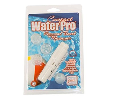 Compact Waterpro Personal Travel Massager with 4 Interchangeable Heads