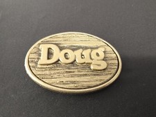 Vintage Oden Personalized Belt Buckle Brass Tone Doug Oval Shaped 1970s Era NIB