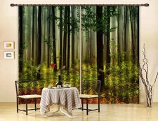 3D Forest Green Trees ZHUA2257 Photo Curtain Window Blockout Fabric Amy 2023