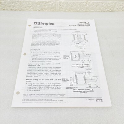 SIMPLEX MAPNET II Control ZAMs Installation Instructions Fire Alarm ...