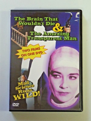DVD Double THE BRAIN THAT WOULDN'T DIE THE AMAZING TRANSPARENT MAN 2000 Horror