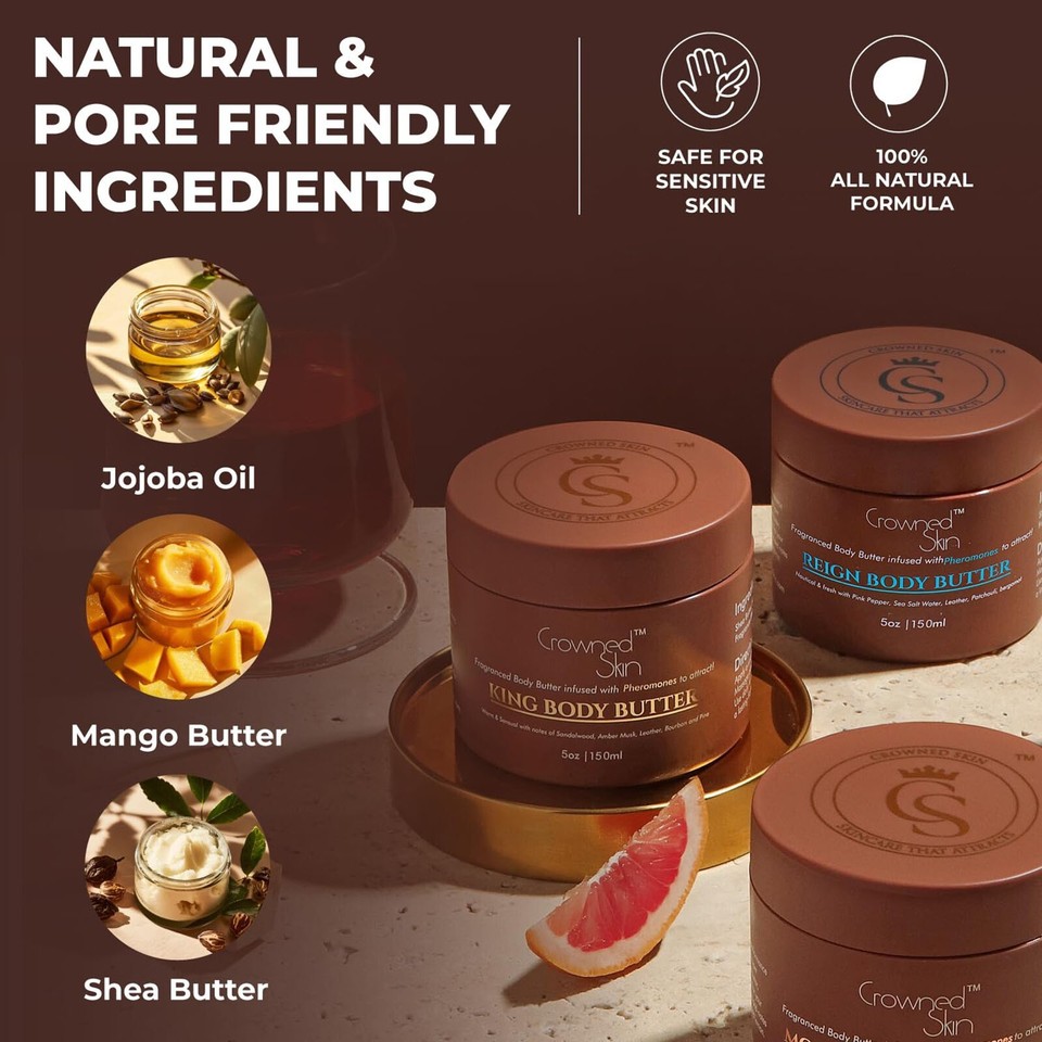 Crowned Skin Body Butter For Men – Organische Körperbutter Mit Warmem Duft, 120g, Mit Shea & Mango Butter