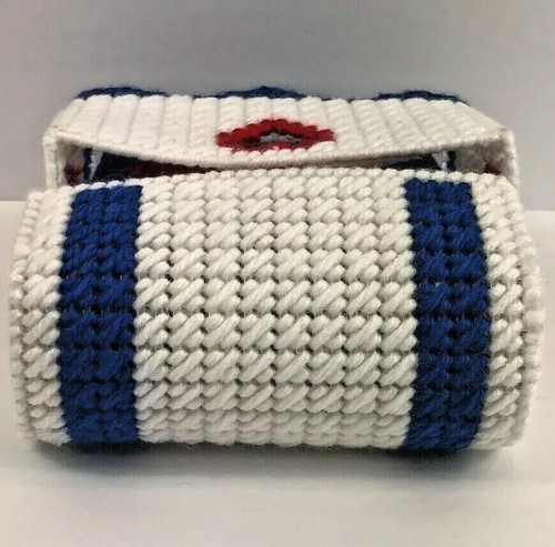 Handmade Coasters Plastic Canvas Needlepoint Americana 4 July With Chest Holder - Picture 8 of 13