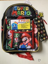 SUPER MARIO 5-piece Backpack With Lunch Set backpack, lunch bag, pencil bag  