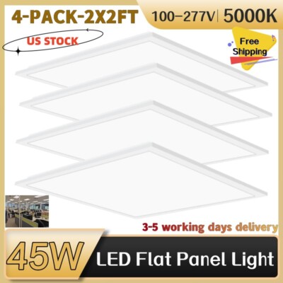 4Pack LED Panel Light 2x2Ft Drop Ceiling Flat Panel Recessed Troffer Fixture 45W