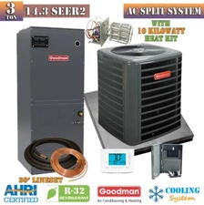 Goodman 3 Ton 14.3 SEER2 Central Air Conditioning AC R32 Split System With Kit