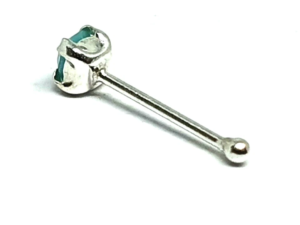 Borchia naso turchese 2 mm quadrata set 22 g (0,6 mm) argento 925 estremità a... - Immagine 3 di 4