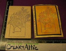 TREES HOUSE SCENE BARE WINTER RUBBER STAMPS DOTS CREAKYATTIC
