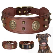 Genuine Leather Dog Collar Heavy Duty for Medium Large Dogs 5cm Wide Doberman XL