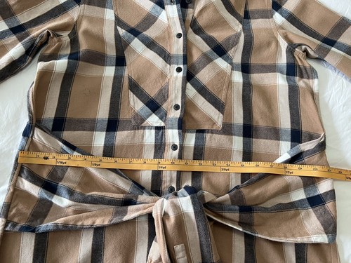 Derek Lam | Women’s SZ 10 | Mock Tie Waist Dress | Camel 100% Cotton Plaid - Picture 7 of 10