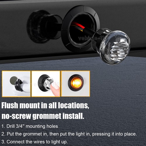 3/4" Round Trailer Marker LED Lights Dual Color Side Clearance Bullet Light 12V - Picture 5 of 19