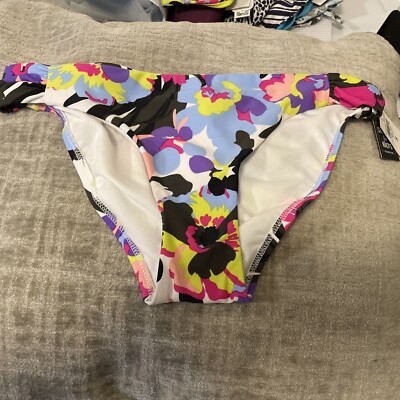 Bar III Womens Paradise Garden Tab-Side Hipster Bikini Bottoms Size Small (A
