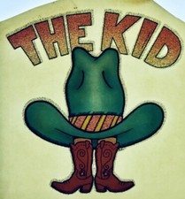 Original Vintage The Kid Cowboy Hat Glitter Iron On Transfer