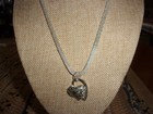 Sterling Silver Mesh Chain Heart Necklace 18 inch