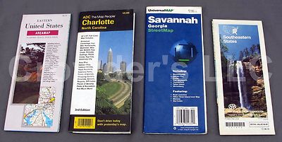 Lot of Vintage Maps: Eastern US, Charlotte NC, Savannah GA, Southeastern States
