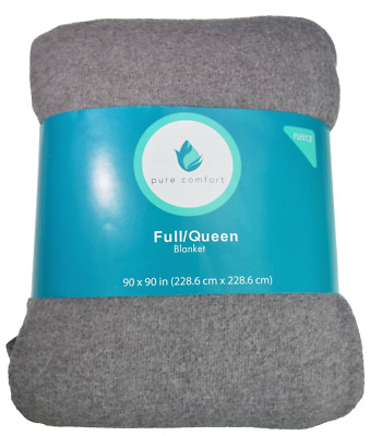 Pure Comfort Full Queen Blanket Polyester Fleece Grey Gray Cozy Warm Dorm