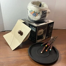 Rare Kamenstein 2QT Vienna Fondue Set W 6 Forks Vintage Flowers Japan Made NOS