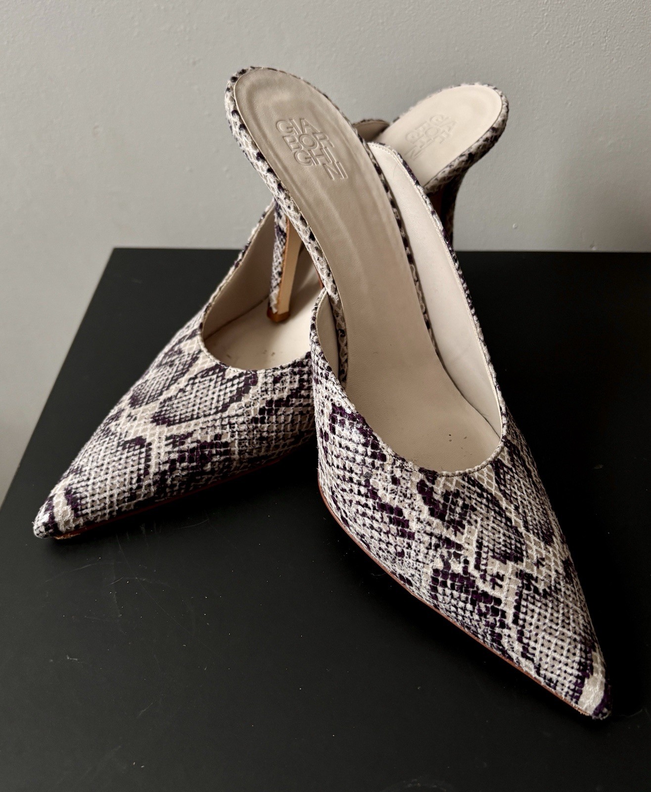 GiaBorghini Abella Python Print Pointed Toe High … - image 1