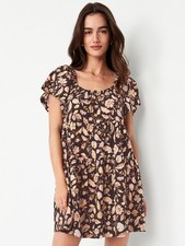 OLD NAVY ~ New! NWT MP Petite ~ BLACK FLORAL Mini Floral Swing Dress b57