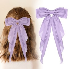 14.17 Inch Large Bowknot Hair Ribbon Barrette for Women, Purple