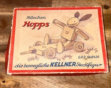 Antikes Georg Kellner Patent Steckspiel &bdquo;H&auml;schen Hopps&ldquo; , um 1945 Tabarz