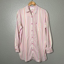 VINTAGE Victoria  s Secret Long sleeve sleepshirt button down side slit medium