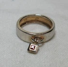 VINTAGE  STERLING SILVER RING WITH DANGLE CHARM MARKED D #7