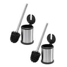 Stainless Steel 2 Pack Self Closing Lid Toilet Brush and Holder, Finger Print...