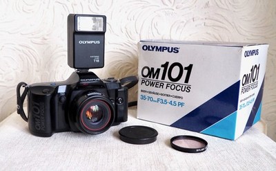 Vintage OLYMPUS OM101 analoge 35mm Spiegelreflexkamera Kit mit Extras