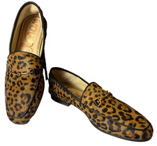 SAM EDELMAN LORAINE BIT LOAFER LEOPARD PRINT HAIR LEATHER GOLDWARE CLASSIC SZ 7M