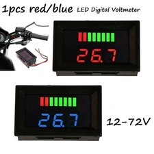 Quality LED Digital Voltmeter 12V-72V -10-65  5-15mA 8 Levels Panel Meter