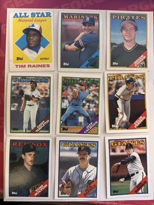 1988 Topps MLB Card Lot (9) Tim Raines AS, Templeton, Bolen, Brenly
