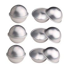 Warmbuy 12 Pcs DIY Metal Bath Bomb Molds, Set of 6 12 Pcs, Silver