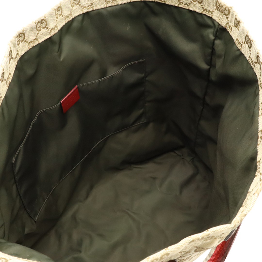 GUCCI GG Canvas Sherry Line Tote Bag Large Beige Red Used Bag thumbnail 6