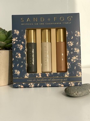 Sand + Fog Perfume Oil Set Marshmallow Skies White Vanilla Sweet Rose 3 x 0.33 o