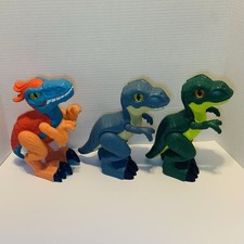 Lot 3 Imaginext XL Jurassic World Pyroraptor Blue Raptor Green T Rex Dinosaur