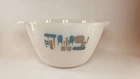 Vintage MCM Fire King Atomic Blue Heaven Milk Glass Mixing Bowl  7.25” Diameter