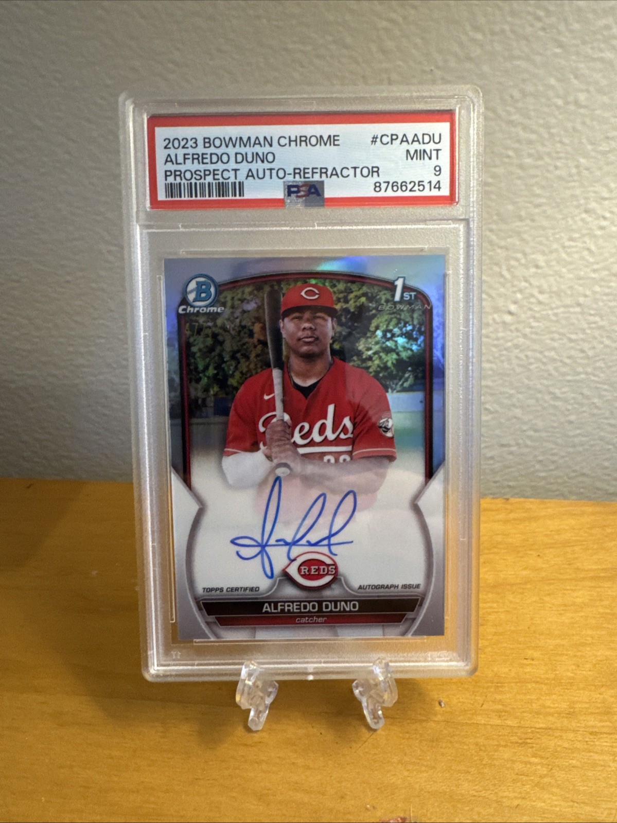 2023 Bowman Chrome Alfredo Duno 1st /499 Refractor Auto PSA 9 MINT CPA-ADU Reds