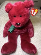 TY Beanie Buddies  Teddy  Bear     Rare Cranberry Color   Collectible Plush 