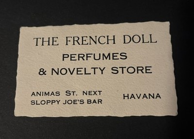 Rare 1930s French Doll Perfumes & Novelty Store Havana, Cuba Business Trade Card