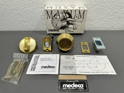 Medeco Maxum Deadbolt Brass Single Cylinder 11W0100 Incomplete No Keys Read