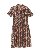 VINTAGE Womens Abstract Pattern Short Sleeves Shirt Dress UK 10 Small Blue DU32