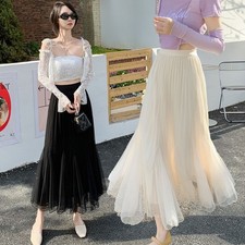 Lady Fishtail Pleated Skirt Petticoat Chiffon Pettiskirt Midi Underskirt Fashion