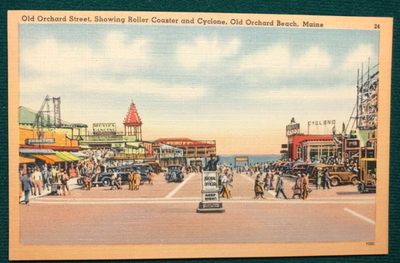 #ad #ad Postcard old Orchard Street roller coaster and cyclones Old Orchard Beach Maine $5.93