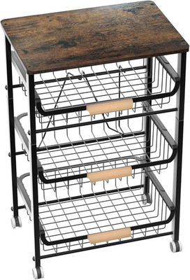 4-Layer Fruit Basket Kitchen Food Organizer and Rack, Stackable Storage Cart wit